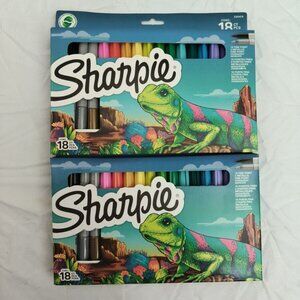 2 Pack Sharpie 18 ct Fine Point W/2 Metallic Permanent Markers Quick-Drying New